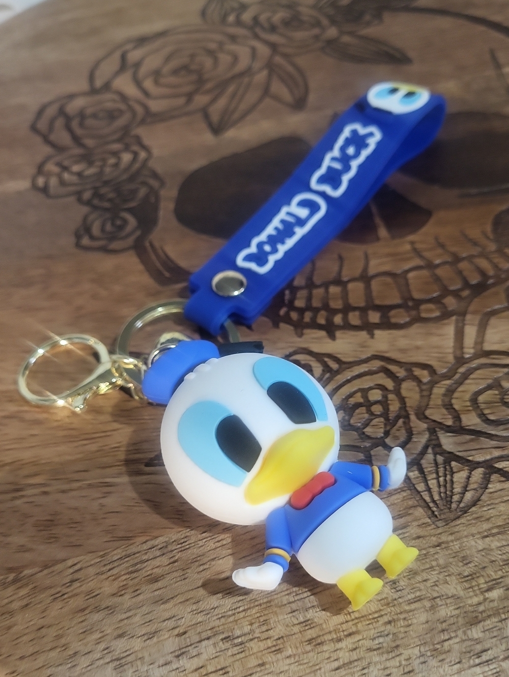 Donald Duck Silicone Keychain with Blue Strap